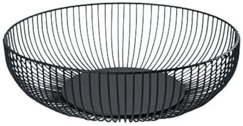 Black Metal Wire Fruit Basket Bowl For Kitchen,Living Room,Office - Large Decorative Centerpiece To Display Fruit, Vegetables, Bread, Candy, Household Items Or Use As A Gift Basket