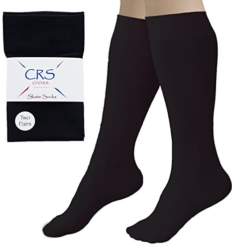 CRS Cross Figure Skating Socks, Kniestrümpfe für Schlittschuhe mit Fuß, Skate Socken, Tanzstrumpfhose - - Einheitsgröße