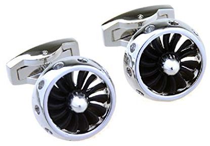 MRCUFF Jet Propeller Engine Fan Airplane Pair of Cufflinks in a Presentation Gift Box & Polishing Cloth