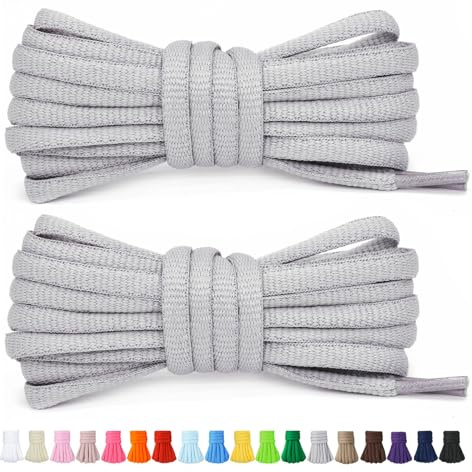 Stepace 2 par 6 mm ovala runda skosnören för sneakers 60 cm – 200 cm längd 18 färgade ovala skosnören grå 100cm