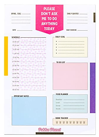 Pukka Pad, Pukka Planet B5 Daily Planner Pad Featuring 100% Recycled Paper with Space for Calls, Emails, Exercise, Goals, to-Go Lists, Notes, and Schedule – 25 x 19cm