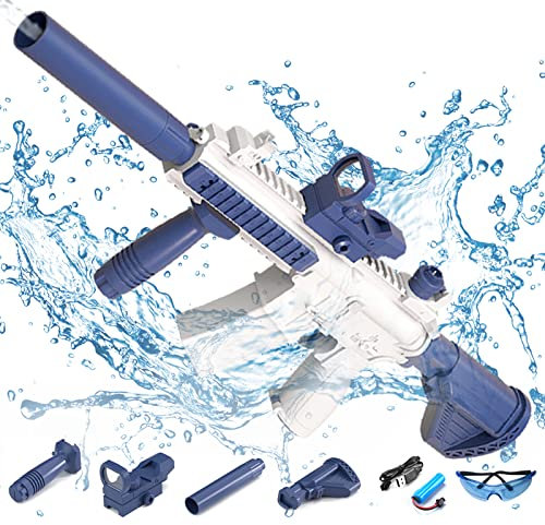 Elektrische Wasserpistole für Erwachsene and Kinder Wasser Spielzeug,Wasserpistolen Wasserspritzpistole mit 330ml Wasser Gun,Geringem Stromschutz Wiederaufladbare Batterie Wasserspritzpistole (Blue)