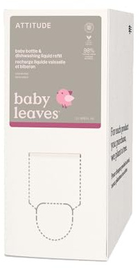 ATTITUDE Baby Washing-Up Liquid, EWG Verified, Plant-Based Extra Gentle on Sensitive Skin & Tough on Milk Residue & Grease on Bottles, Bulk Refill, Unscented, 2 L