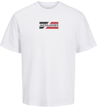 Jack & Jones Homme Jjecorp Logo Tee Play O-Neck Noos T-Shirt, White P4 Small Print, M EU