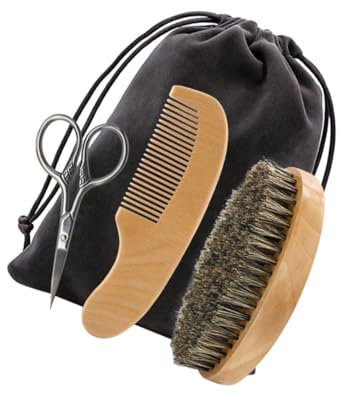 minkissy 2sätze Beard Caring Tool Für Männer Teiliges Bartpflegeset Mit Scheren Kamm Und Bürste Praktisches Rasier Und Pflegezubehör Für Bartpflege