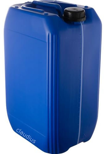 Claudius Kanister 25 Liter - blau mit Sichtstreifen - handlich stapelbar - UN geprüft - für Wasser und gefährliche Flüssigkeiten - inklusive Kappe - Total entleeren - 4 Stück