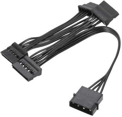 sourcing map 4 Pin Male IDE to 4X Serial ATA Female Power Splitter Converter Adapter Cable Hard Drive HDD SSD Extension Cable
