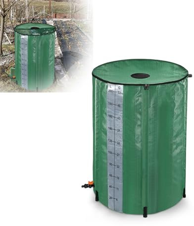 XMTECH 200 Liter Faltbare Regentonne Regenfass - Regenwassertonne Wassertank Regentank mit Wassereinlassgitter & Abflussventil Regenwassertank Ideal zum Bewässern oder Reinigen Ihres Gartens, Grün