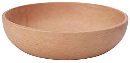 WOHPNLE Insalatiera in Legno, Ciotola per Miscelare Ciotola Solida Ciotola in Legno di Faggio per Servire Insalata Salsa di Frutta Snack Pasta di Riso Cereali Rotonda (Lunghezza 18 cm/7,08 pollici)