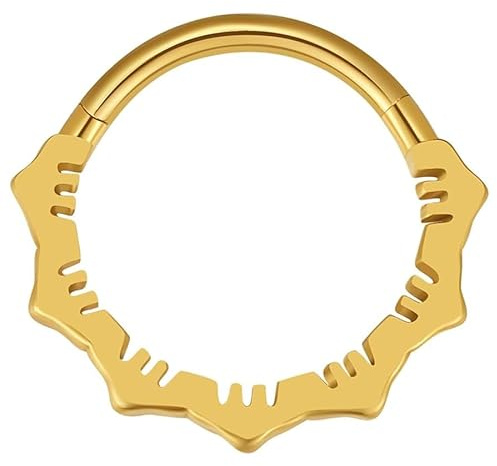 Vankula Septum Piercing Anneaux Segment Clicker en Acier Chirurgical 16G 8mm Vintage Fleur Nez Daith Cartilage Helix Tragus Hoop Bijoux De Piercing Pour Femmes Hommes Or