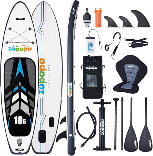 Zupapa 10'6 Stand Up Paddling Board, 82 cm di larghezza | Tavola gonfiabile Stand Up Paddle Board con seduta per kayak | Accessori completi