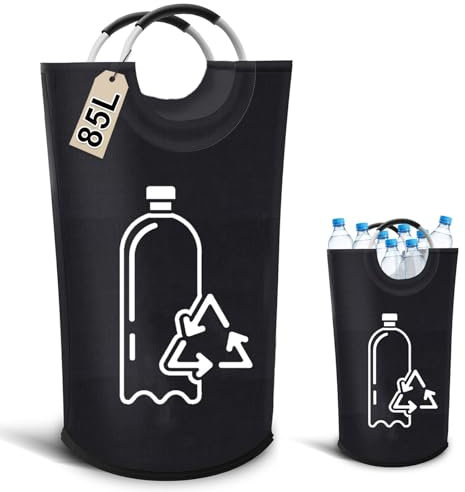 MeYuxg 82L Pfandflaschen Sammelbehälter,Faltbarer Flaschensammler mit Aluminiumgriff,Flaschensammler Leergut,Pfandflaschen Organizer für Küche und Abstellraum,Recycling Behälter,Altpapier Behälter