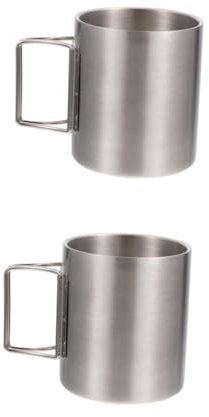 TOYANDONA 2stücke Edelstahl Campingbecher Mit Faltbarem Griff Langlebiger Trinkbecher Für Outdoor-aktivitäten Leicht Und Platzsparend Für Camping Wandern Und Picknick