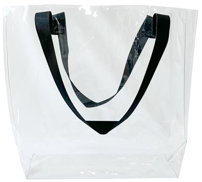 TotePrint - Bolsa transparente de PVC para estadio, bolsa de transporte transparente con cremallera, impermeable para conciertos, playa y carreras, Transparente + Tejido Artesanal, 30.0 X 31.0 X 11.0
