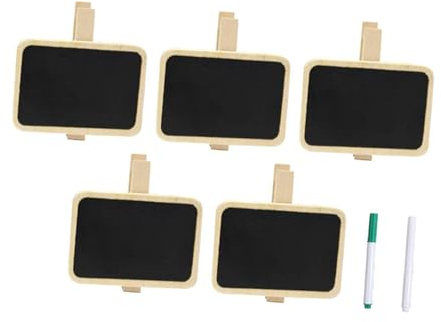Lot de 5 étiquettes pour plantes, marqueurs de jardin en bois avec surface tableau noir pour fleurs, légumes et herbes, lot comprenant 2 stylos