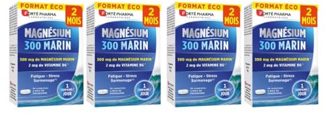 Forté Pharma - Pack x4 Magnésium 300 Marin | Complément Alimentaire à base de Magnésium Marin et Vitamine B6 - Anti Stress Adulte | 56 comprimés