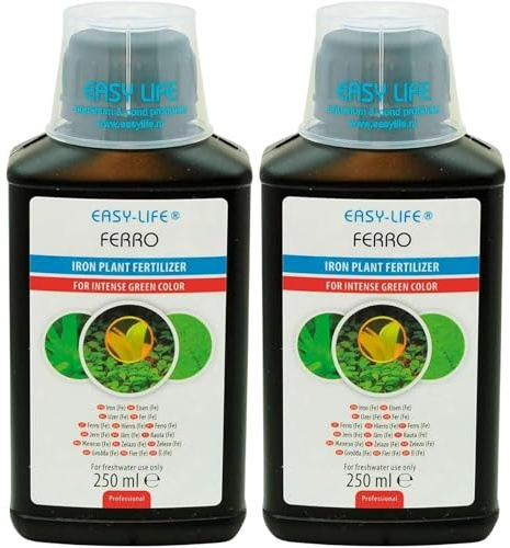 Easy Life Ferro 2er Pack – 2X 250 ml Flüssiger Eisen-Dünger für Aquarium-Pflanzen, unterstützt gesundes Wachstum, kräftige Pflanzenfarbe, einfach anzuwenden, sicher für Fische
