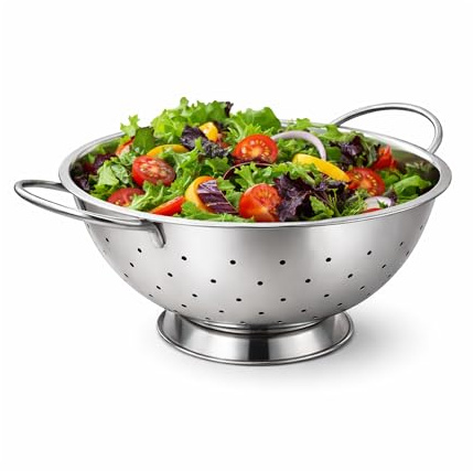 Stainless Steel Colander 28cm – Heavy Duty Strainer with Handles & Base – Large Metal Pasta Drainer for Home & Commercial Kitchens