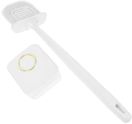 LALADEFIEE Wall-mounted Toilet Bowl Brush with Storage Holder Silicone Head for Deep Cleaning Bathroom Toilets Easy-flush Design Construction Suitable for Home Hotel Office Use