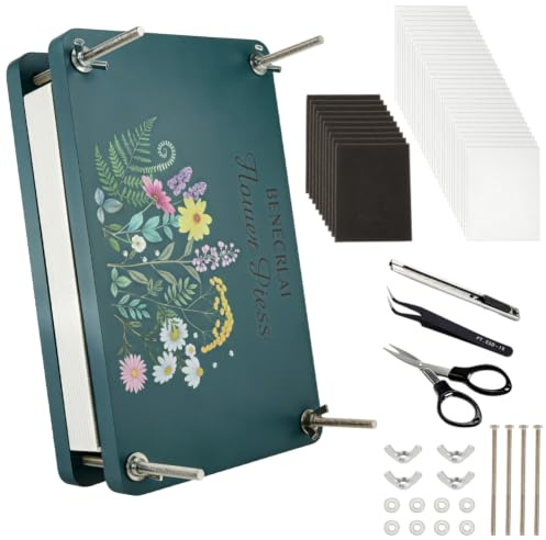 BENECREAT Kit de prensa de flores de madera grande de 24,9 x 15 cm, kit de prensado de flores multicapa para manualidades, herramientas de manualidades de flores secas