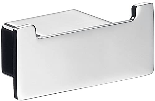 Emco loft Doppelhaken zur Wandmontage, pflegeleichter Aufhänger aus Aluminium für 2 Handtücher, minimalistischer Handtuchhaken zum Schrauben, chromfarben, Chrom