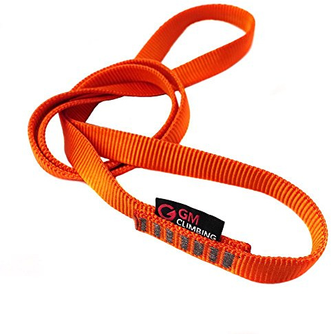 GM CLIMBING 16mm Nylon Sling Runner 22kN / 4950lb CE UIAA Certified Climbing Rescue Hanging Rigging Anchor Systems Outdoor Multiple Purposes, Single Unit, Fluorescent Orange, (120cm / 48inch)