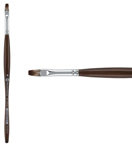 BORCIANI E BONAZZI, Pennello Serie 801 Unico Mangusta, Punta Piatta, Ideale per Acquerello, Misura 6, Pennelli per Dipingere, Cruelty Free.