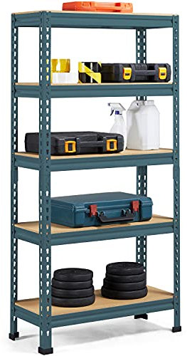 Yaheetech 5 Tier Garage Shelving Units, Heavy Duty Racking Shelves, 150KG Per Shelf/750KG Capacity,70cmx30cmx150cm?LxWxH, Neptune Blue