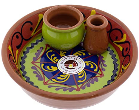 CERÁMICA ESPAÑA | Cuencos | Bol | Bowl | Cuencos de aperitivo | Cuencos cocina | Aceitunero cerámica decorado - Modelo M04 | 100% Decorado a mano | 16x16x5.5 cm