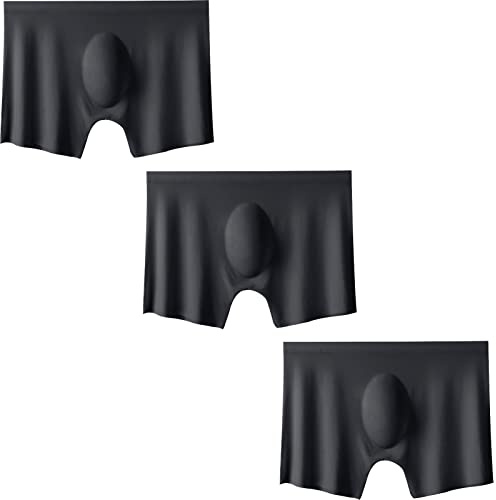 Faringoto Culotte pour homme en soie glacée sans couture - Couleur unie - Ultra fine, 3 noir, S