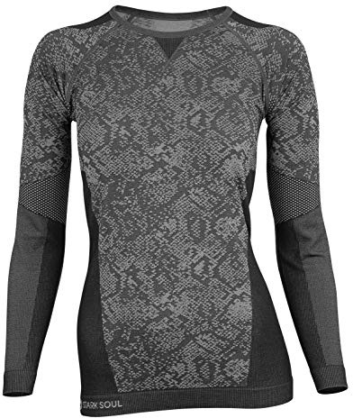 STARK SOUL Damen Seamless Funktionsunterwäsche, Thermo Unterwäsche, Langarm Shirt, Grau, Gr. M/L
