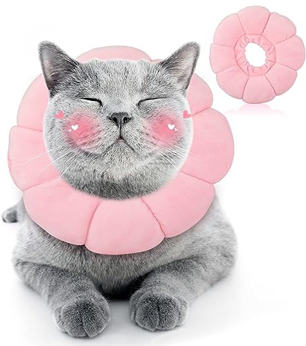 HYLYUN Halskrause Katze, Einstellbarer Halskrause Katze Halsband, Weich Sonnenblume Katze Wiederherstellung Halsband Kragen Cone für Katzen Kleiner Hunde Nach Operation und Verletzungen PL