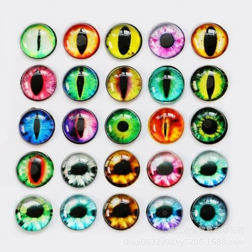 MAXQUU 40 Grandes Ojos Artificiales De Vidrio, Coloridos Parches De Ojos De Halloween Ojos Artificiales De Muñeca De Arcilla Ojos De Piedras Preciosas Para Manualidades, Ojos Artificiales