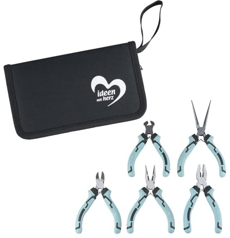 Ideen mit Herz Mini pinze | Set multifunzionale | Strumento per casa, gioielli, artigianato, modellismo | Pinze ad ago | Taglierine laterali | Antiscivolo | 5 pezzi