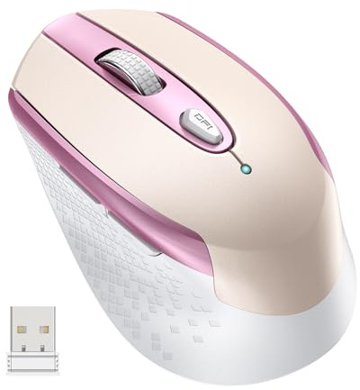 cimetech Wireless Mouse, 6 Buttons Mouse Silent Efficient Design, Suitable for Hand Size & Comfortable Grip, Office Mouse for Laptop PC Computer Tablets Windows Linux, 3 Adjustment Levels, Pinlk