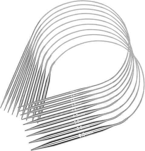Coopay 9 Stück Rundstricknadeln Set, 100 cm Edelstahl Stricknadeln Mit Klare Größe, 2,0-6,0 mm Für Anfänger, Praktisch Für Pullover, Großes Projekt