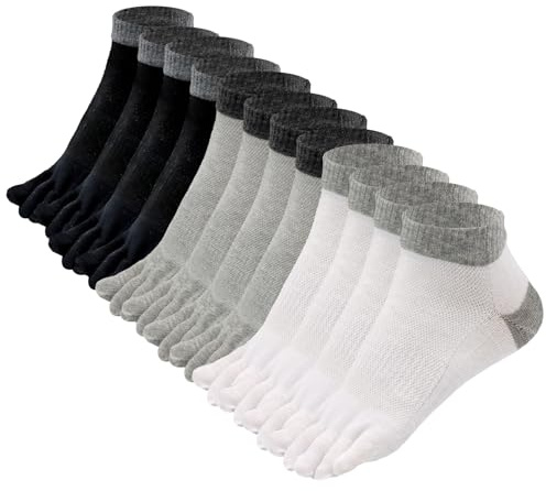 Soleeya 6 Pares Calcetines 5 Dedos Running Deporte para Hombre y Mujer Tallas 39-44, Transpirables Calcetines Cortos Deportivos con Dedos Tobilleros Algodón para Correr Ciclismo (B)