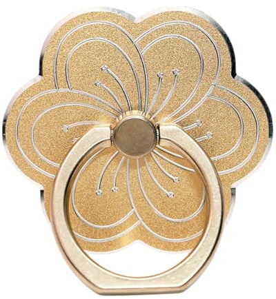 LEEQ Supporto per anelli per dita a fiori Oro, Anelli per cellulare,rotazione a 360°,supporto universale per dita ad anello in metallo, supporto per telefono compatibile con smartphone