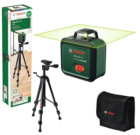 Bosch planlaser PLL 360-1G (360° grön laser, självnivellerande, ±0,4 mm/m noggrannhet, integrerat uppladdningsbart litiumjonbatteri, USB-C®-laddare, i kartong)
