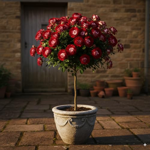 Rosier sur Tige - 120 cm de Hauteur - pour Pots et Pleine Terre - Idéal pour Balcon, terrasse, Petit Jardin (Osiria)