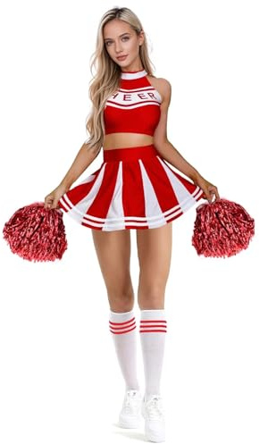 EURDFHY Uniforme de animadora Disfraces de animadora sexys for bebés, disfraces for niñas, actuación escénica(Red,XL)