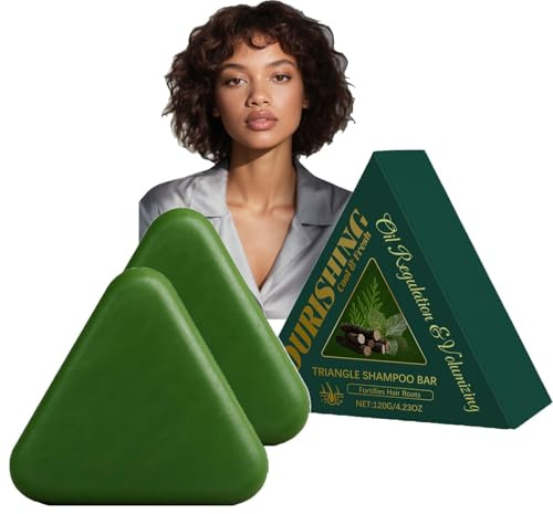 Jabón triangular verde hoja de ciprés, pieza sólida de champú, jabón para el cuidado del cabello, aporta volumen, regula la producción de sebo, fortalece el cabello, controla la caspa sebo, calma y