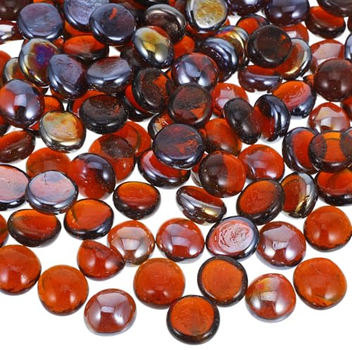 HOMOCONO Grava de Vidrio 1kg Marrón para Decoración Exterior y Peceras, Cuentas de Piedras Multiusos para Proyectos Artesanales y Chimenea al Aire Libre