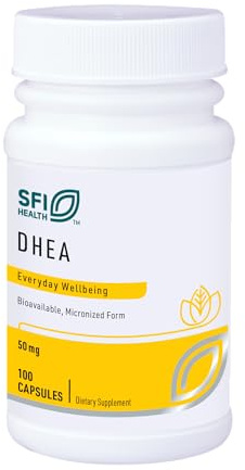 Klaire Labs SFI Health DHEA 50mg - Dehydroepiandrosterone Derived from Wild Yam - Micronized for Superior Absorption - Soy-Free, Hypoallergenic Supplement for Men & Women (100 Capsules)