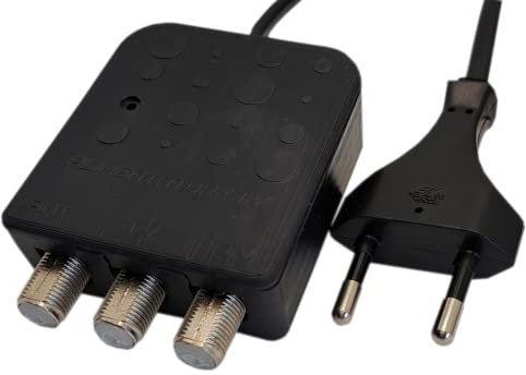 Alimentatore per amplificatori antenna, 2 uscite TV, 12V 400 mA. Made in Italy.