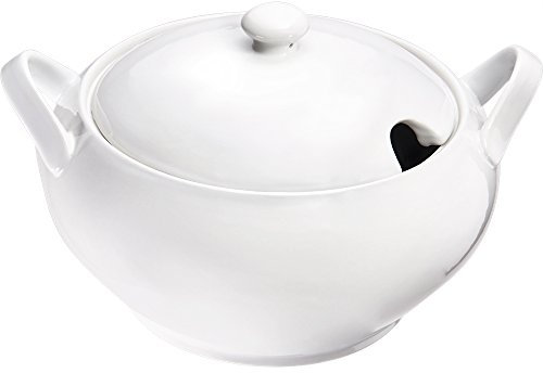 6 soppterrin med lock, rent vitt hotellporslin, serie Isabell, H 17,5 cm, 3,5 liter