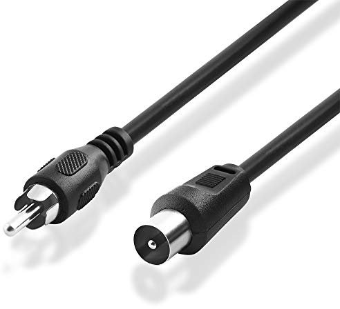 BestPlug 50cm Video Antennen-Kabel, Cinch Stecker auf Koax Stecker, Metall-Ausführung