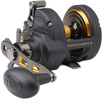 PENN Fathom II Star Drag Multirollen, 25| Right | 4.8:1, Black Gold