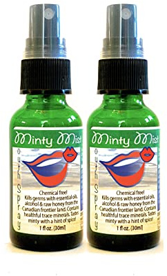 Organic Breath Freshener - 1oz (2 Pack) - Minty Mist Mouth Spray - with Essential Oils and Raw Honey