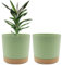 QCQHDU 20cm Plant Pot, 2 Pack Planters for Indoor Plants with Drainage Holes & Saucer, Outdoor Flower Pots Home Garden Modern Decor (Green, 20cm)